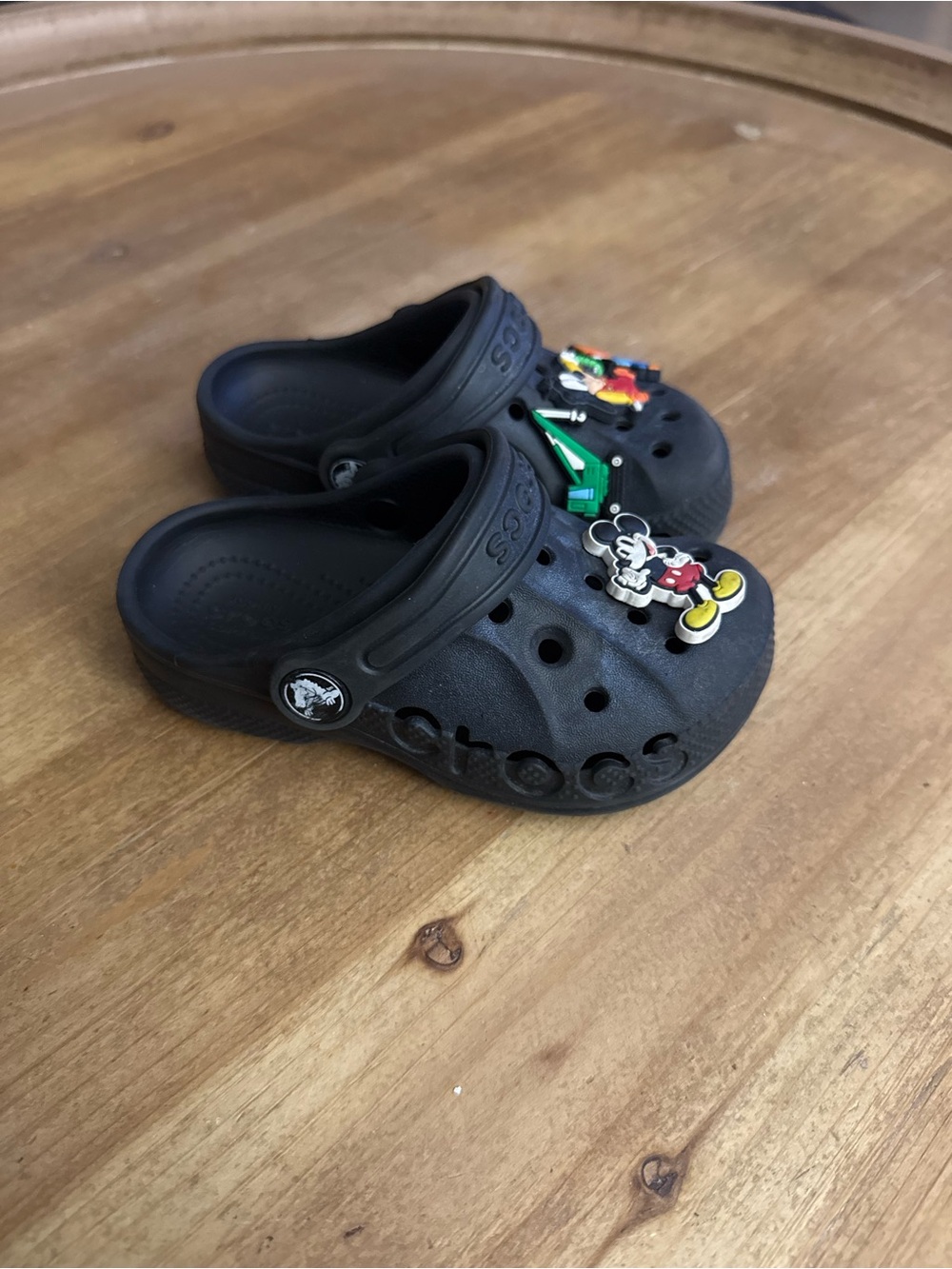 CROCS Black Kids Clog Sandals with Cartoon Jibbitz Charms - Picture 2 of 5